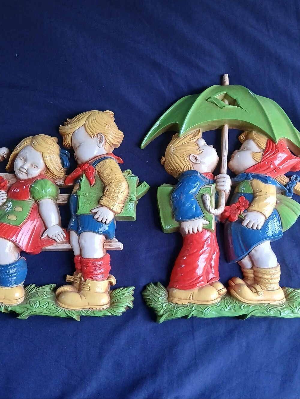 Homco Boy Girl Ivory/Cream Decorative Wall Plaque Vintage